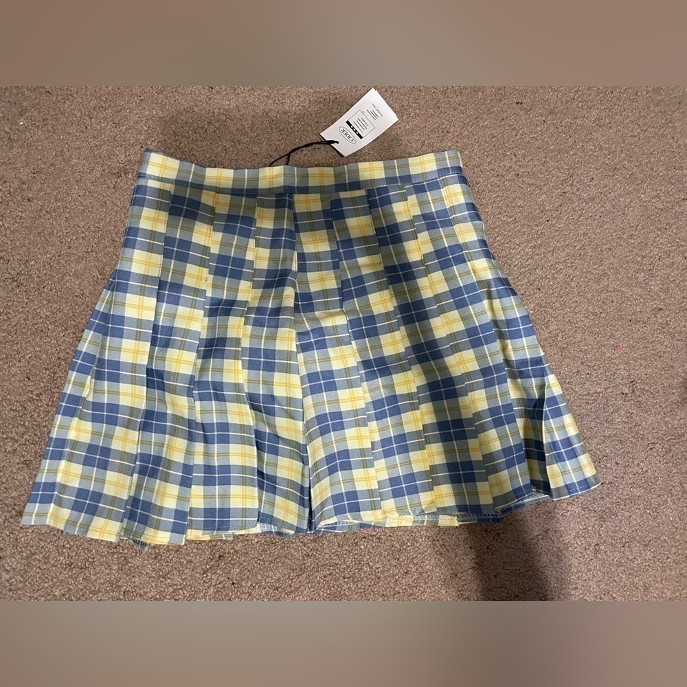 Cider blue and yellow plaid school‎ skirt skirt mini size medium NWT